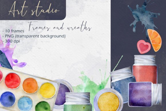 Art Studio Frames and Wreaths: A Watercolor Collection