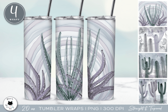 Glittery Boho Cactus Tumbler Wraps