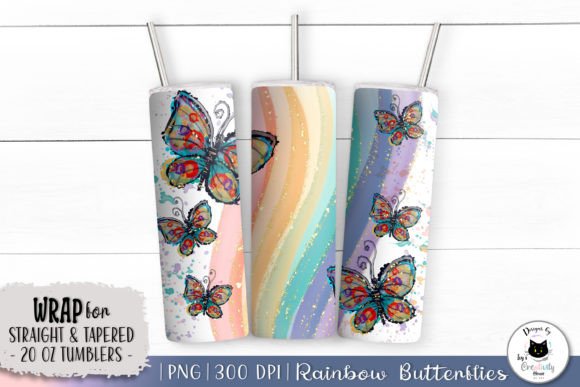 Glittery Rainbow Butterfly Tumbler Wrap: A Vibrant Digital Design for Custom Tumblers