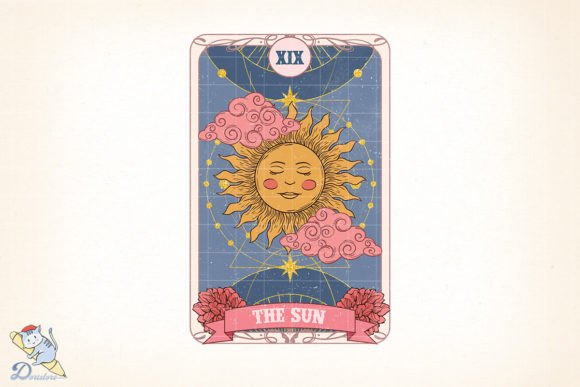 Tarot Card the Sun PNG: A Freehand Digital Asset