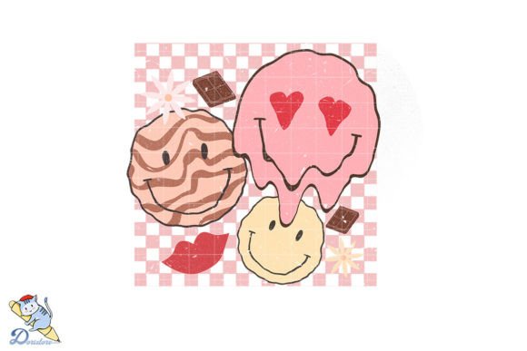 Valentine Ice Cream Retro: A Unique Digital Art Design for Print and Creative Projects