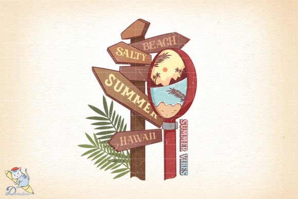 Vintage Beach Summer Vibes Digital Art