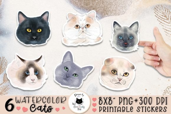 Watercolor Cat Sticker Pack Cat PNG: Elevating Digital and Analog Creativity